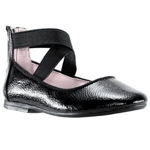 NINA MARISSA BLACK CRINKLE PATENT Mary Jane ballet flat dress shoe elastic 4